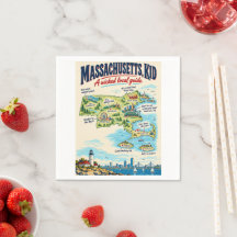 マサチューセッツ州の面白い地図ポスター | Wicked Local