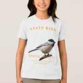 マサチューセッツ州の鳥クロシロエナガ トライブレンドＴシャツ (正面)