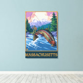 マサチューセッツ州アングラーフィッシャーマンシーン キャンバスプリント (インサイチュ (ウッドフロア))