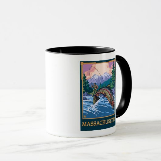 マサチューセッツ州アングラーフィッシャーマンシーン マグカップ (正面右)