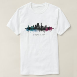 マサチューセッツ州アート | ボストン スカイライン 水彩画 Tシャツ