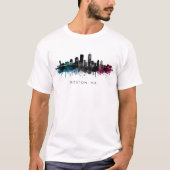 マサチューセッツ州アート | ボストン スカイライン 水彩画 Tシャツ (正面)