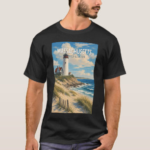 マサチューセッツ州イラスト旅行アートヴィンテージ Tシャツ