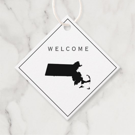 マサチューセッツ州ウェルカムバッグギフト結婚ラベル フェイバータグ (正面)