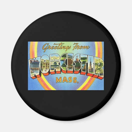 マサチューセッツ州ウースターからの挨拶 マグネット (正面)