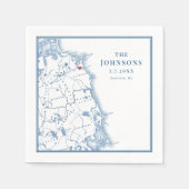 マサチューセッツ州エレガントの地図の姓 スタンダードカクテルナプキン (正面)