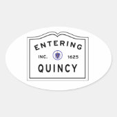 マサチューセッツ州クインシーの街に入る 楕円形シール (正面)