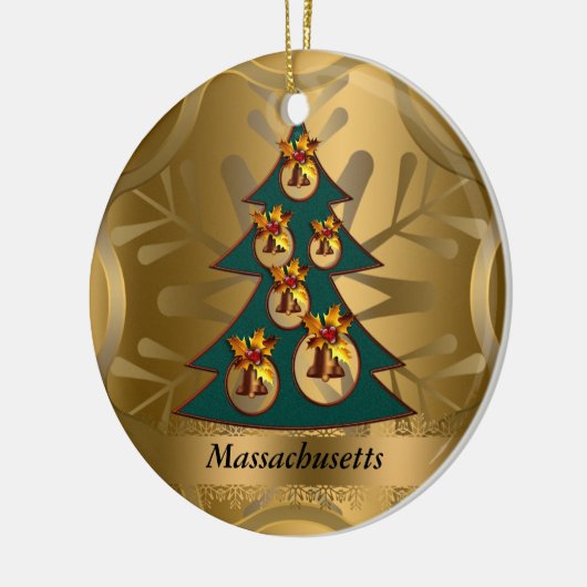 マサチューセッツ州クリスマス装飾 セラミックオーナメント (左)