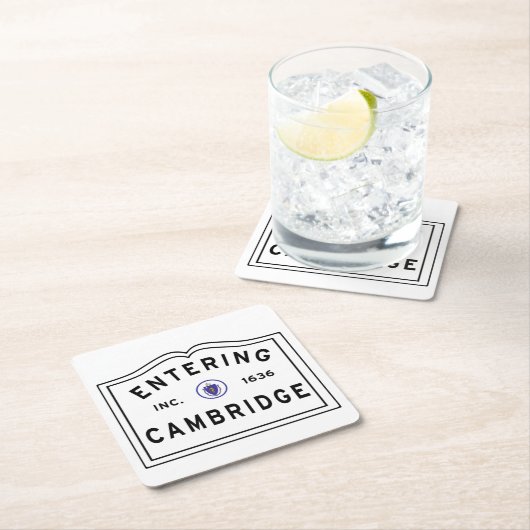 マサチューセッツ州ケンブリッジに入る スクエアペーパーコースター (インサイチュ)