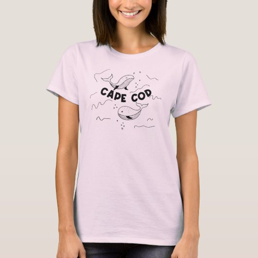 マサチューセッツ州ケープコッドのクジラ Tシャツ (正面)