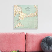 マサチューセッツ州ケープコッドのヴィンテージ地図 キャンバスプリント (インサイチュ (リビング))