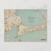 マサチューセッツ州ケープコッドのヴィンテージ地図 ポストカード (裏面)