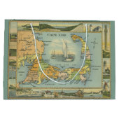 マサチューセッツ州ケープコッドのヴィンテージ地図 ラージペーパーバッグ (裏面)
