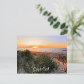 マサチューセッツ州ケープコッドの浜辺に沈む夕日 ポストカード (スタンド正面)