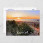 マサチューセッツ州ケープコッドの浜辺に沈む夕日 ポストカード (正面/裏面)