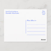 マサチューセッツ州ケープコッド – Sandy Neck Lighthouse ポストカード (裏面)