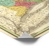 マサチューセッツ州コネチカット州とロードアイランドの地図 ポスター (角)