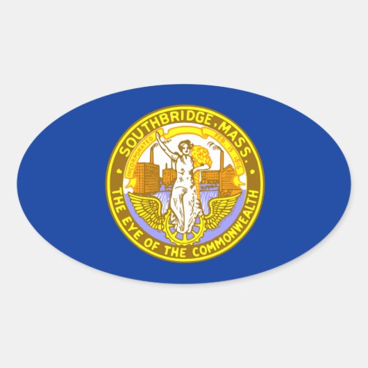マサチューセッツ州サウスブリッジの旗 楕円形シール (正面)