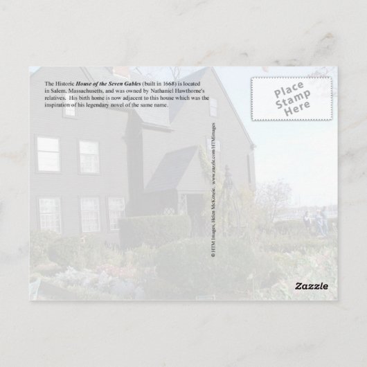 マサチューセッツ州サレム、セブン・ゲーブルズの家 ポストカード (裏面)