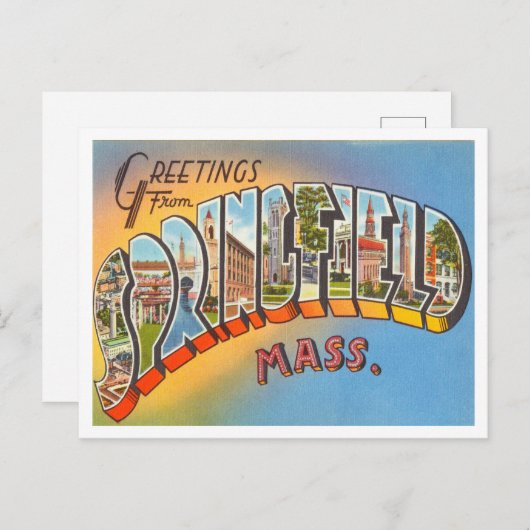 マサチューセッツ州スプリングフィールドからの挨拶 ポストカード (正面/裏面)