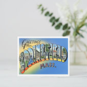 マサチューセッツ州スプリングフィールドヴィンテージビッグレター ポストカード (スタンド正面)