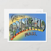 マサチューセッツ州スプリングフィールドヴィンテージビッグレター ポストカード (正面/裏面)