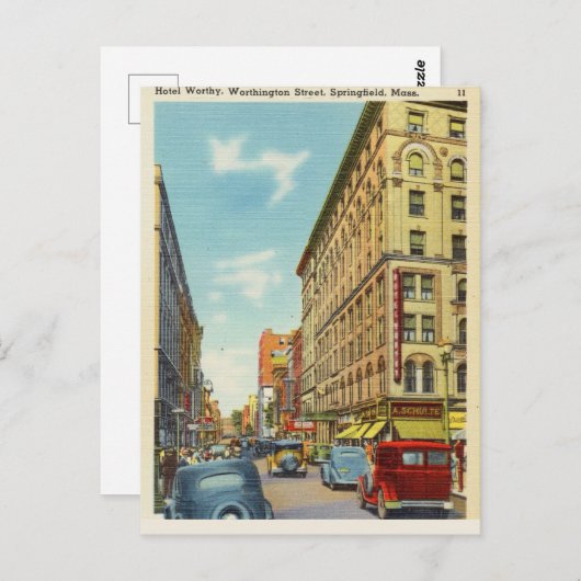 マサチューセッツ州スプリングフィールド,ワーシントン通り ポストカード (正面/裏面)