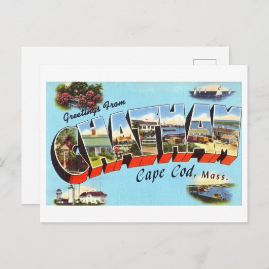 マサチューセッツ州チャタムからのヴィンテージの挨拶 ポストカード (正面/裏面)