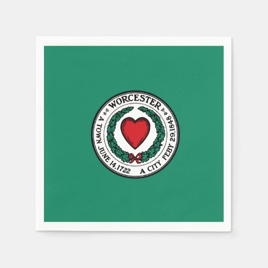 マサチューセッツ州ナプキンス・ワーチェスター州旗 スタンダードカクテルナプキン (正面)