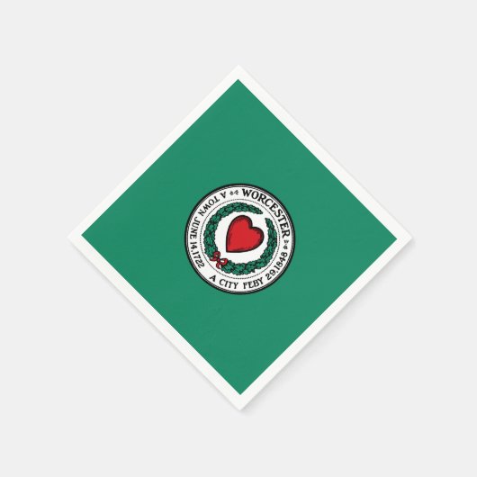 マサチューセッツ州ナプキンス・ワーチェスター州旗 スタンダードカクテルナプキン (角)