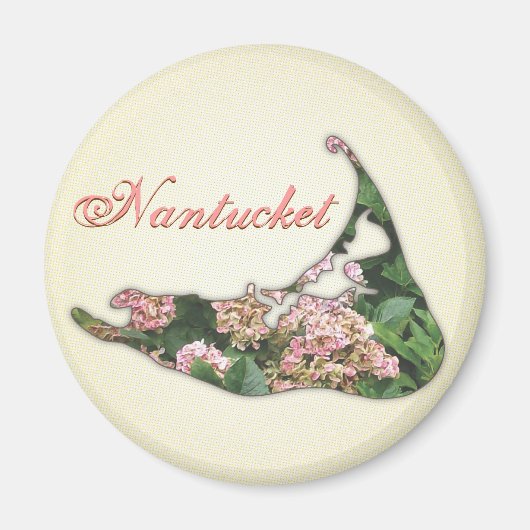 マサチューセッツ州ナンタケット島のあじさい地図 マグネット (正面)