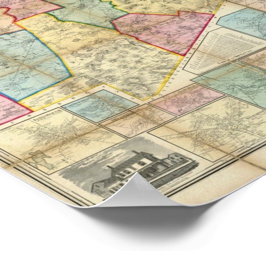 マサチューセッツ州ノーフォークの地図 ポスター (角)