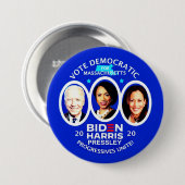 マサチューセッツ州バイデン氏/ハリス 缶バッジ (正面&裏面)