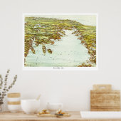 マサチューセッツ州バザーズ湾のヴィンテージ地図 ポスター (キッチン)