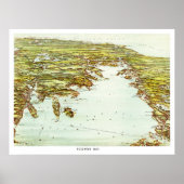 マサチューセッツ州バザーズ湾のヴィンテージ地図 ポスター (正面)