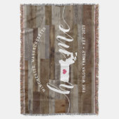 マサチューセッツ州パーソナライズされたウッドルック スローブランケット (正面縦)