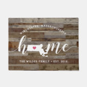 マサチューセッツ州パーソナライズされたウッドルック ドアマット (正面)