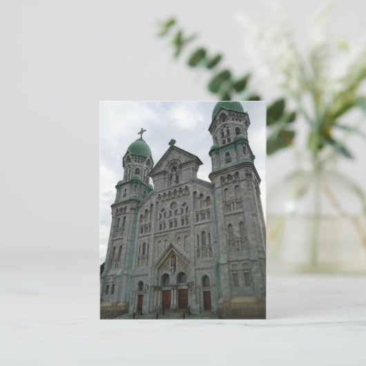 マサチューセッツ州フォールリバー ゴシック建築の教会 ポストカード (スタンド正面)