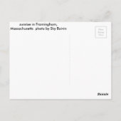 マサチューセッツ州フラミンガムの日の出 ポストカード (裏面)