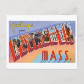 マサチューセッツ州プリマスからのヴィンテージの挨拶 ポストカード (正面)