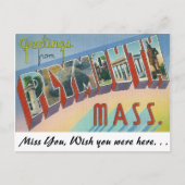 マサチューセッツ州プリマスからの挨拶 ポストカード (正面)