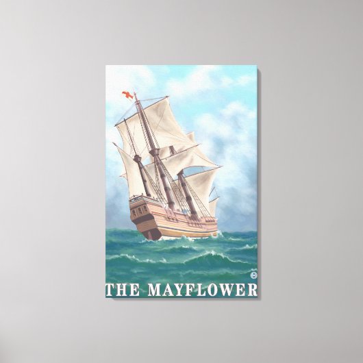 マサチューセッツ州プリマスView of the Mayflower キャンバスプリント (正面)