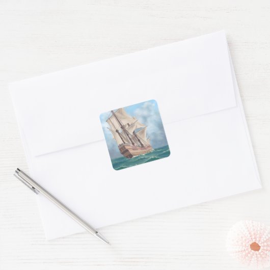 マサチューセッツ州プリマスView of the Mayflower スクエアシール (封筒)