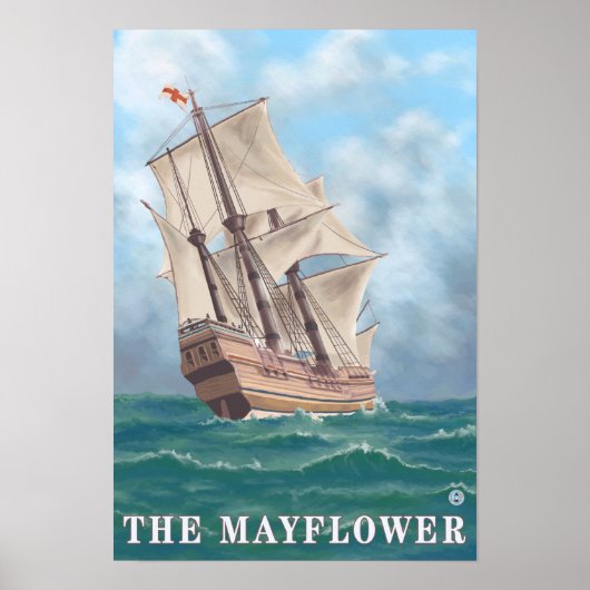 マサチューセッツ州プリマスView of the Mayflower ポスター (正面)