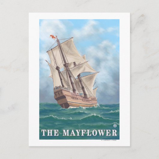 マサチューセッツ州プリマスView of the Mayflower ポストカード (正面)