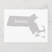 マサチューセッツ州ホームシルエット州マップ ポストカード (正面)