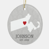 マサチューセッツ州ホーム州シティマップ – カスタムウェディング セラミックオーナメント (左)