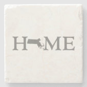 マサチューセッツ州ホーム州マップ文字ワード ストーンコースター (正面)