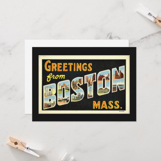 マサチューセッツ州ボストンからのご挨拶 カード (正面/裏面インサイチュ)