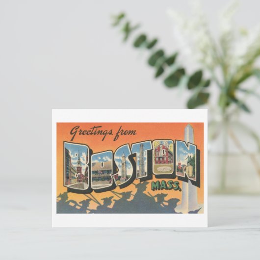 マサチューセッツ州ボストンからのヴィンテージの挨拶 ポストカード (スタンド正面)